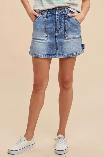Annie Wear Cargo Denim Mini Skirt - Ebony's Shopping
