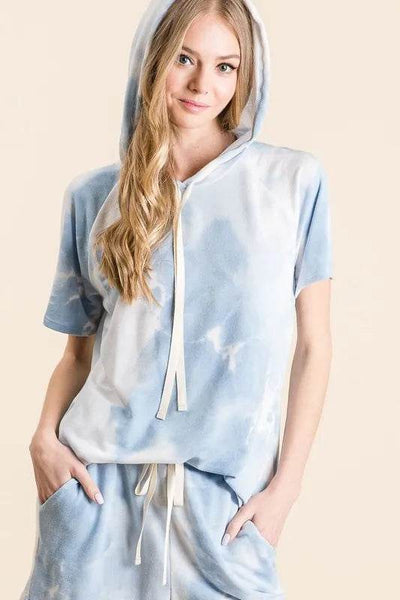 BiBi Tie Dye French Terry Hoodie Top and Bottom Set - Ebony's Shopping