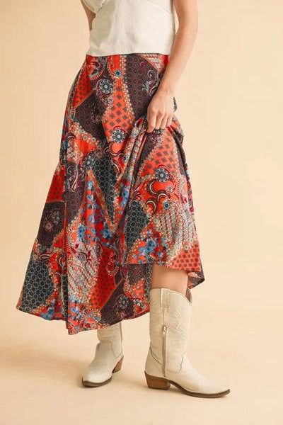 Aemi + Co Printed Maxi Skirt - Ebony's Shopping