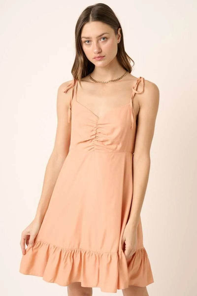 Mittoshop Ruched Detail Spaghetti Tie Mini Dress - Ebony's Shopping
