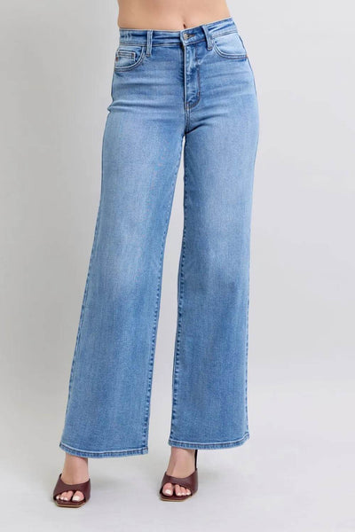 Judy Blue Full Size Wide Leg Jeans with Pockets - Ebony's Shopping