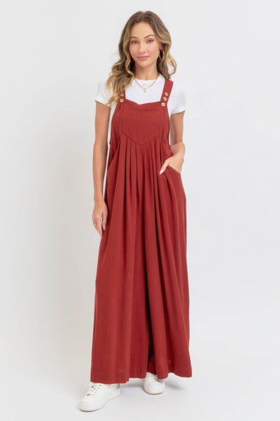 Adjustable Strap Overall Wide Leg Jumpsuit - Ebony's Shopping
