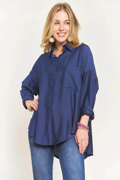 ADORA Button Down Linen Shirt - Ebony's Shopping