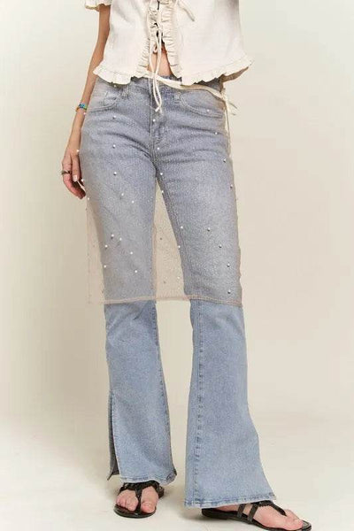 ADORA Pearl Accent Glitter Mesh Layered Cover-Up Skirt - Ebony's Shopping