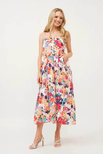 And The Why Tiered Floral Midi Cami Dress with Pockets - Ebony's Shopping
