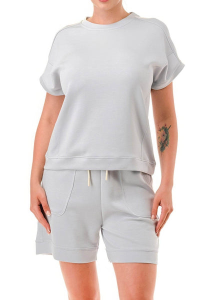 Air Cotton Monochrome Tee And Shorts Set - Ebony's Shopping