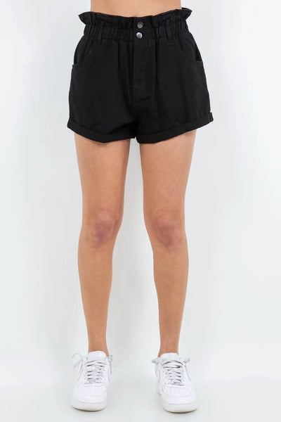 American Bazi High Waist Paper Bag Shorts - Ebony's Shopping