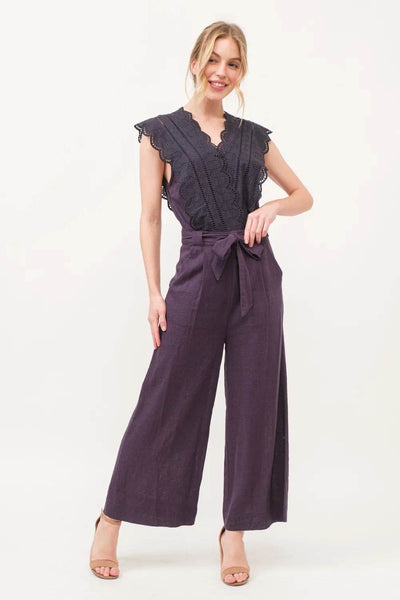 And The Why Laced Surplice Tie Waist Jumpsuit - Ebony's Shopping