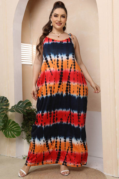 Plus Size Tie-Shoulder Maxi Dress - Ebony's Shopping