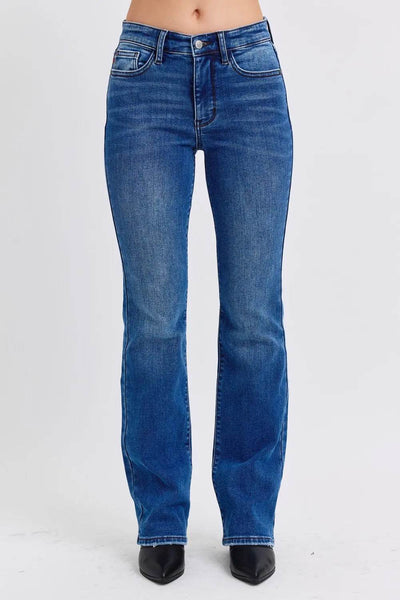 Judy Blue Full Size Run Mid-Rise Bootcut Jeans with Thermal Lining - Ebony's Shopping