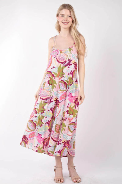 VERY J Tropical Printed Cami Midi Dress - Ebony's Shopping