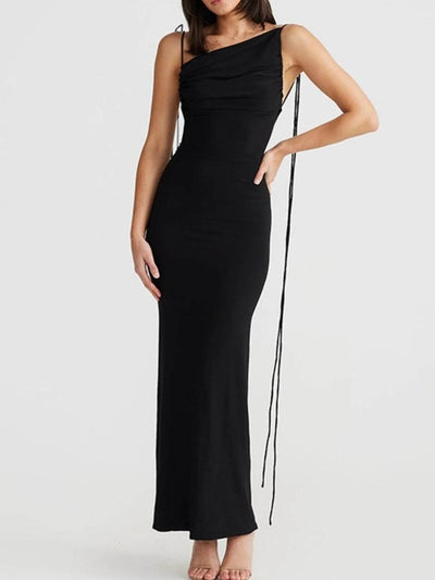Backless Slit Sleeveless Bodycon Maxi Dress - Ebony's Shopping