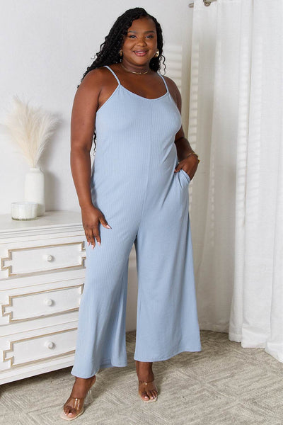 Basic Bae Full Size Spaghetti Strap V-Neck Jumpsuit - Ebony's Shopping