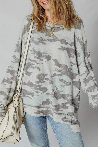 Camouflage Long Sleeve Sweatshirt - Ebony's Shopping