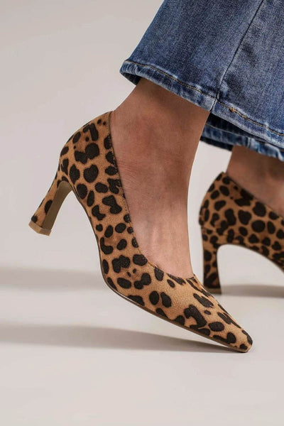Beast Fashion Faux Suede Leopard Point Toe Pumps - Ebony's Shopping