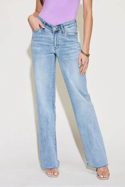 Judy Blue Full Size V Front Waistband Straight Jeans - Ebony's Shopping