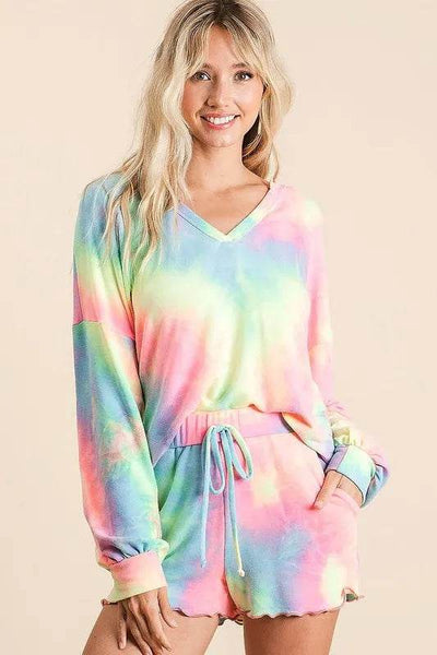 BiBi Tie Dye French Terry Top and Shorts Set - Ebony's Shopping