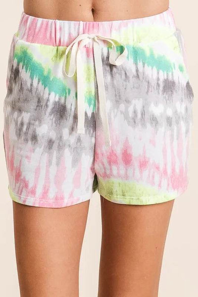 BiBi Tie Dye Print Shorts With Twill Tape Drawstring - Ebony's Shopping