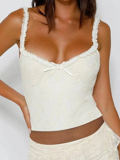 Bow Frill Lace Cami - Ebony's Shopping