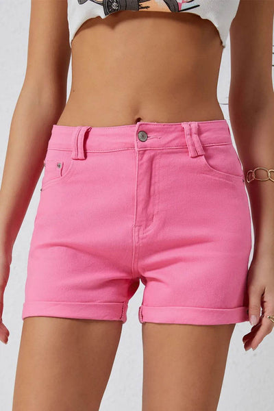 Buttoned Shorts with Pockets - Ebony's Shopping
