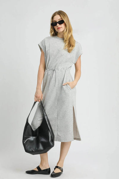 Umgee Side Slit Short Sleeve Midi Tee Dress - Ebony's Shopping