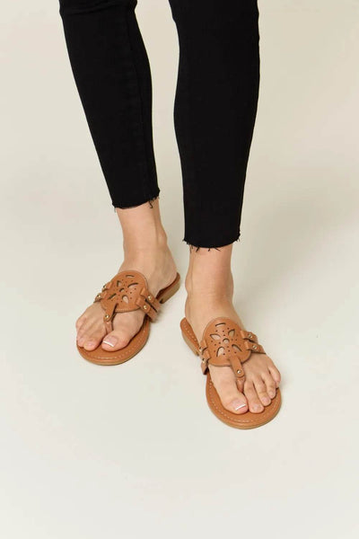 Forever Link Cutout PU Leather Open Toe Sandals - Ebony's Shopping