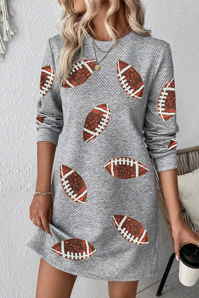 Sequin Football Long Sleeve Mini Dress - Ebony's Shopping