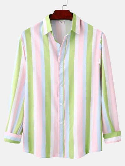 Men's Striped Collared Neck Shirt - Ebony's Shopping