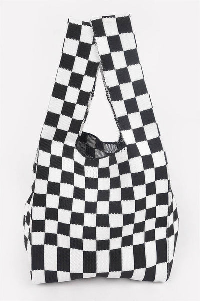 Checker Poly Woven Bag - Ebony's Shopping