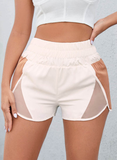 Color Block Wide Waistband Shorts - Ebony's Shopping