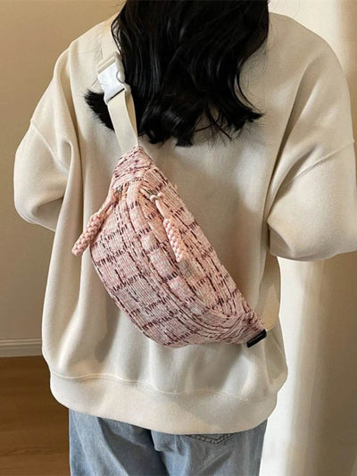 Contrast Plaid Polyester Crossbody Bag - Ebony's Shopping