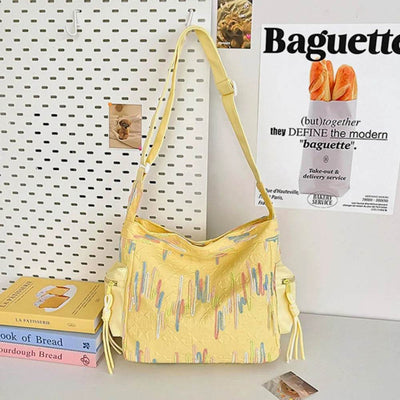 Contrast Texture Shoulder Bag - Ebony's Shopping