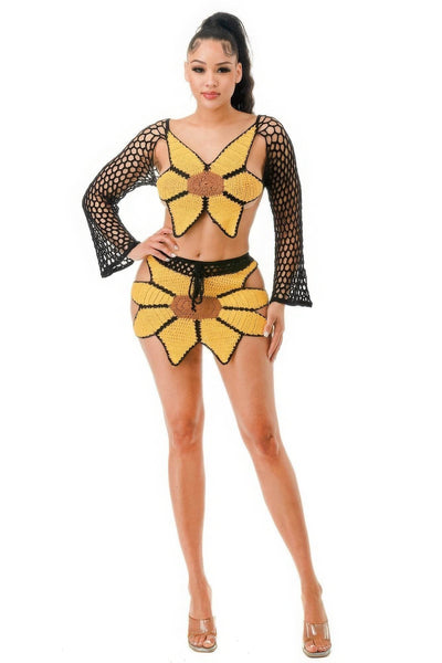 Crochet Skirt Set Sunflower - Ebony's Shopping