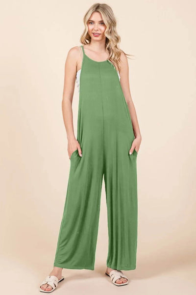 Culture Code Full Size Sleeveless Wide Leg Jumpsuit with Pockets - Ebony's Shopping