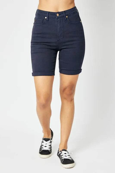 Judy Blue Full Size High Waist Tummy Control Bermuda Shorts - Ebony's Shopping