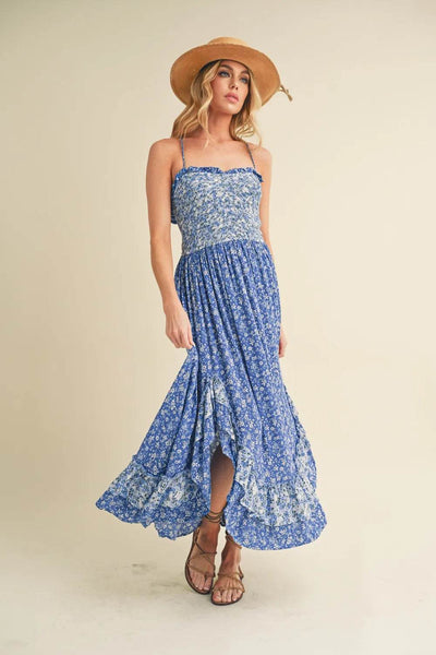 Aemi + Co Ditsy Floral Ruffled Hem Maxi Cami Dress - Ebony's Shopping