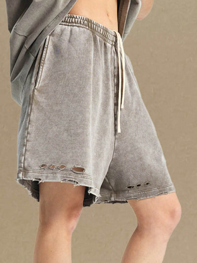 Men's Distressed Drawstring Shorts - Ebony's Shopping