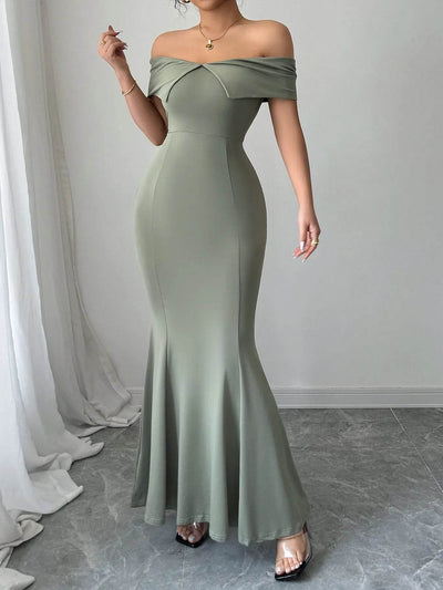 Off-Shoulder Mermaid Maxi Dress - Ebony's Shopping