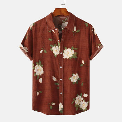 Men's Plus Size Floral Print Short Sleeve Button Down Shirt - Ebony's Shopping