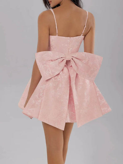 Satin Mini Cami Dress with Bow - Ebony's Shopping