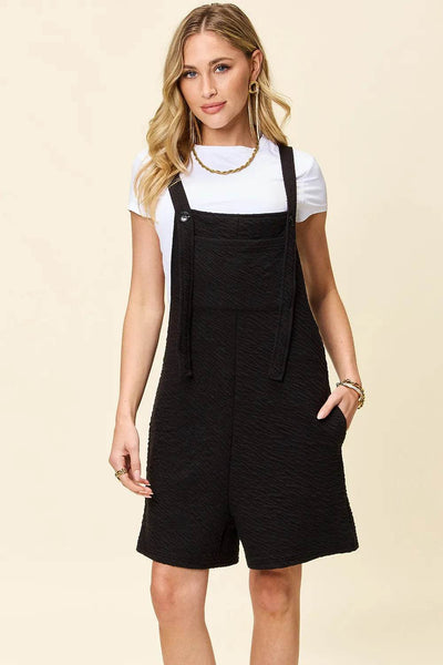 Double Take Full Size Texture Square Neck Romper - Ebony's Shopping