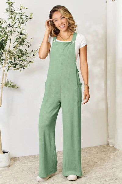 Double Take Full Size Wide Strap Overall with Pockets - Ebony's Shopping