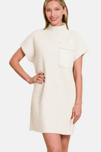Zenana Short Sleeve Sweater Mini Dress - Ebony's Shopping