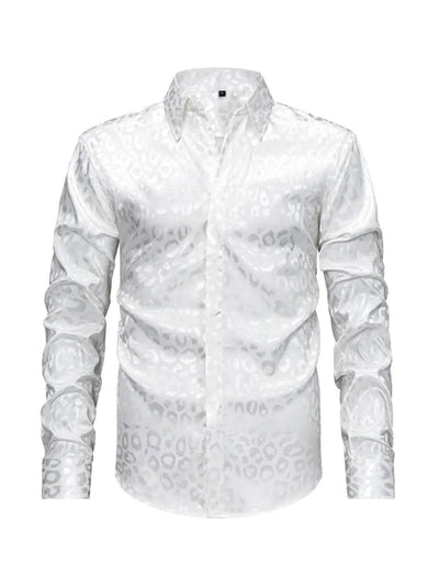 Men's Full Size Leopard Button Down Satin Shirt Plus Size - Ebony's Shopping