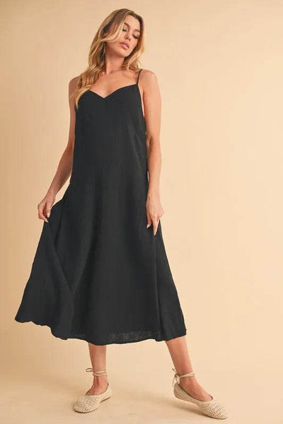 Aemi+Co Side Button Midi Cami Dress - Ebony's Shopping