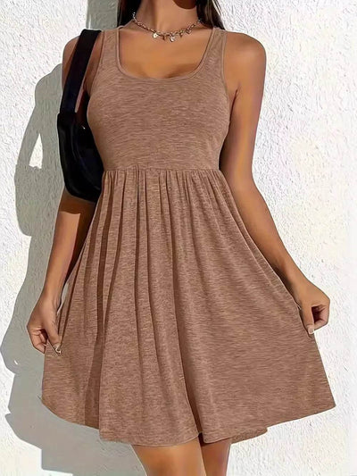 Full Size Square Neck Sleeveless Mini Dress - Ebony's Shopping