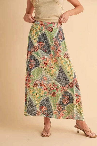 Aemi + Co Printed Maxi Skirt - Ebony's Shopping