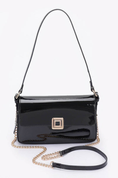 Enamel Flap Shoulder Bag - Ebony's Shopping