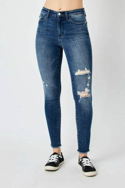 Judy Blue Full Size High Waist Distressed Skinny Jeans - Ebony's Shopping