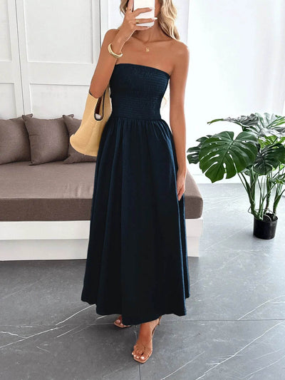 Smocked Tube Maxi Dress - Ebony's Shopping